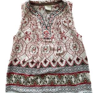 Knox Rose Sleeveless Blouse with Red and Green Embroidery